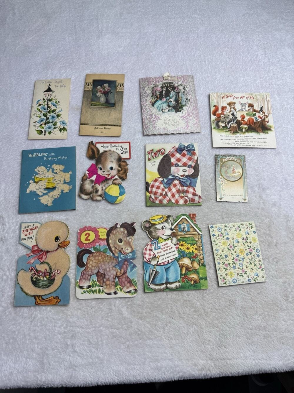 Vtg Used Child 2nd Birthday Cards Lot 12 Greeting Easter MCM 50s 60s Kitschy